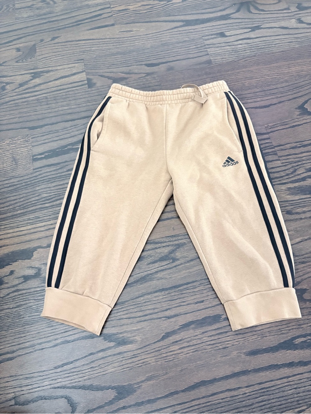 adidas Tan Track Pants with Black Stripes